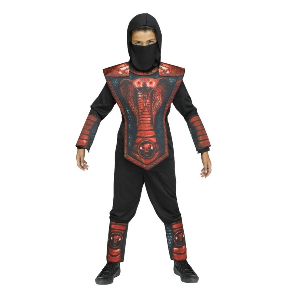 Cobra Ninja Halloween Costume Boys Size Small (6/7) 6-Piece Set Red Fun World